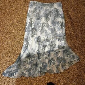 Y2K Wrapper Blue paisley maxi skirt with a flowy, boho fairy vibe. Size: L